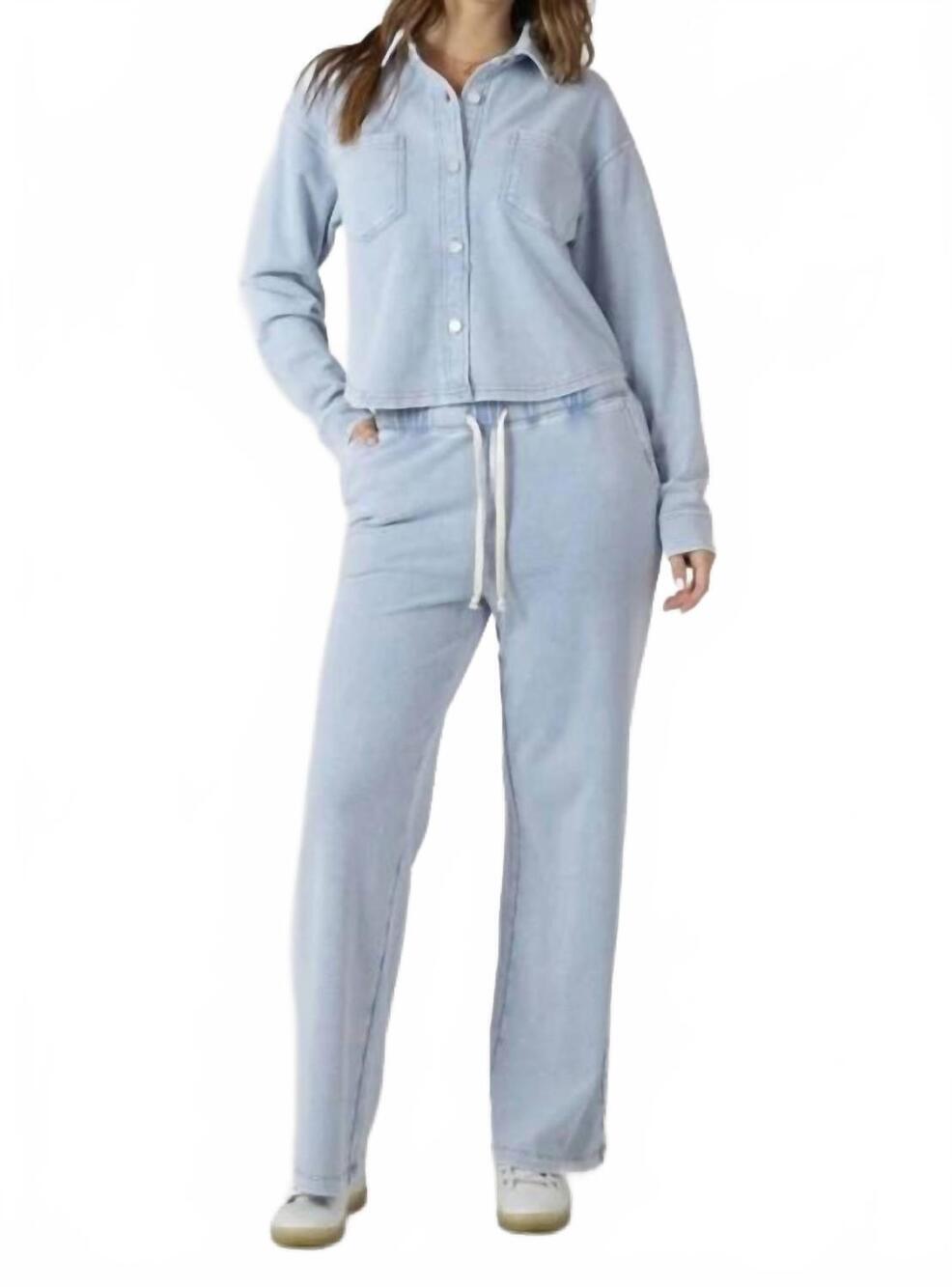 NEW DEX knit lounge pants in washed light blue